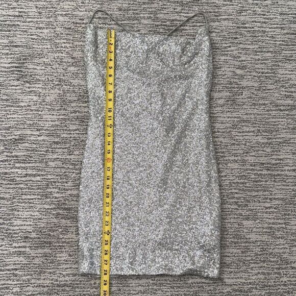 NWT Susana Monaco Sequin Cowl Neck Mini Dress Silver Large - Picture 7 of 13